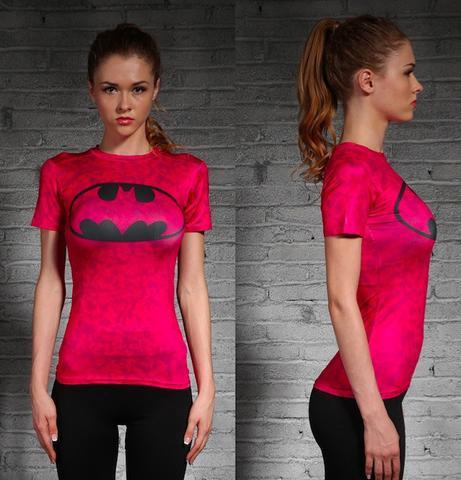 Batman Pink Classic Women's Short Sleeve Rash Guard-RashGuardStore
