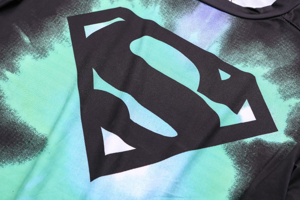 Women's Supergirl Compression 'Tie Dye/Black' Elite Short Sleeve Rashguard