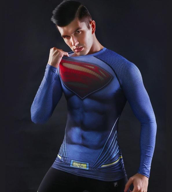 Superman "Man Of Steel" Compression Long Sleeve Rashguard-RashGuardStore