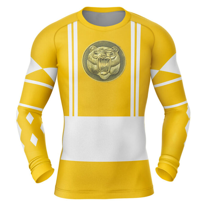 Kids Power Rangers 'Yellow Ranger | Bear | Ninjetti' Long Sleeve Compression  Rashguard