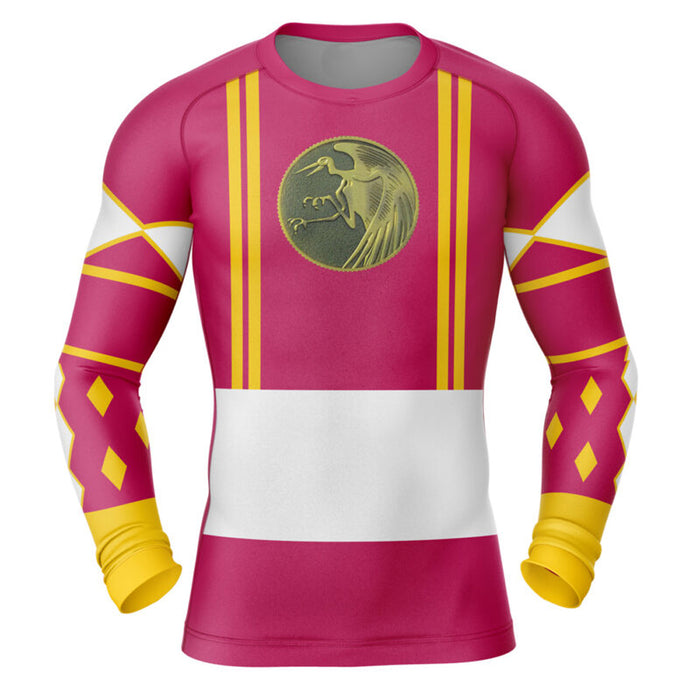 Kids Power Rangers 'Pink Ranger | Crane | Ninjetti' Long Sleeve Compression  Rashguard