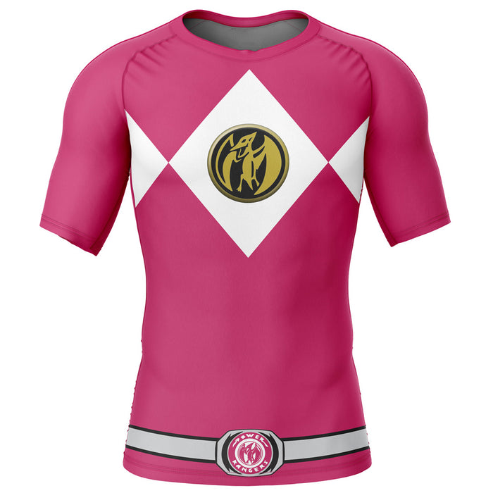 Kids Power Rangers 'Pink Ranger' Short Sleeve Compression Rashguard