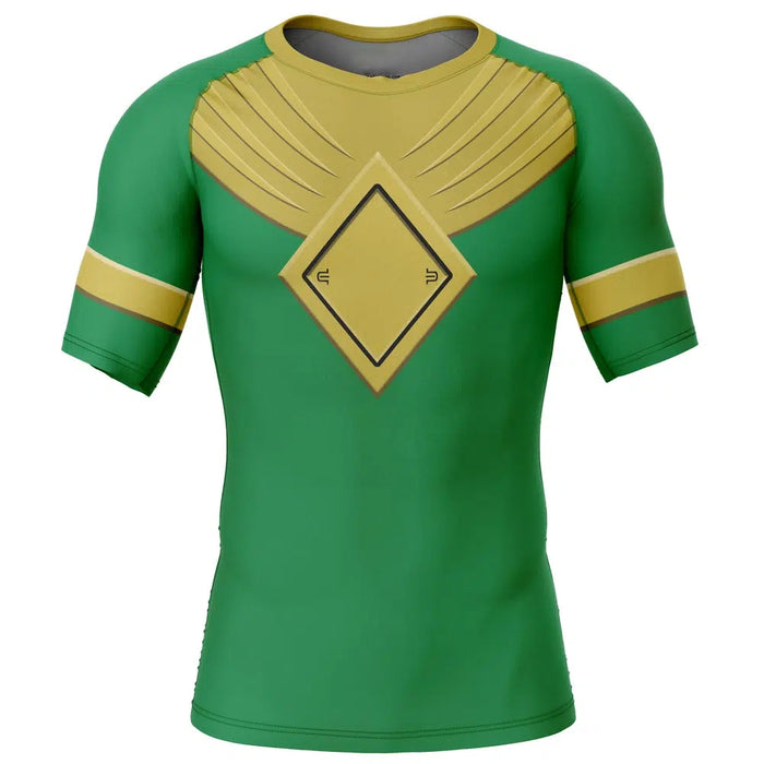 Kids Power Rangers 'Green Ranger | Gold Shield' Compression Short Sleeve Rashguard