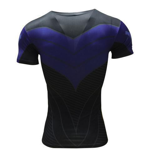 Batman Nightwing Blue Short Sleeve Rashguard-RashGuardStore