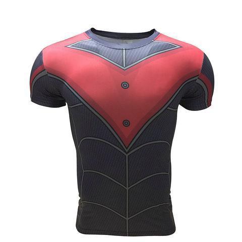 Batman Nightwing Red Short Sleeve Rashguard-RashGuardStore
