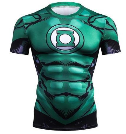 Green Lantern 'Comic' Compression Short Sleeve Rash Guard-RashGuardStore
