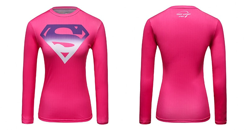 Women's Supergirl Compression 'Pink Gradient' Long Sleeve Rashguard