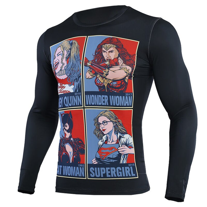 Wonder Woman Compression 'Catwoman | Supergirl | Harley Quinn' Long Sleeve Rashguard