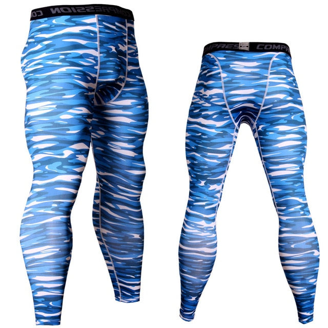 Men's Camouflage 'Ice Blue' Compression Leggings Spats