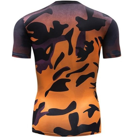Camouflage Compression 'Liquid | Orange' Short Sleeve Rashguard