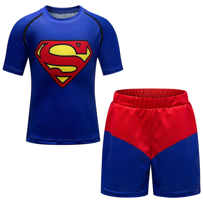 Kids Superman 'Man of Steel' Short Sleeve Compression Short Set