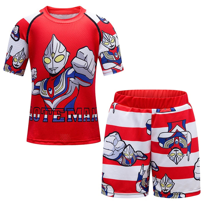 Kids Ultraman Short Sleeve Compression Short Set