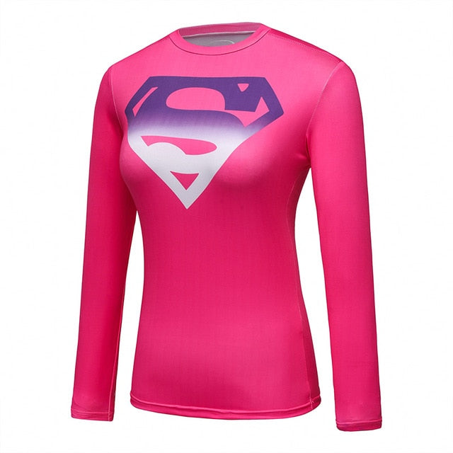Women's Supergirl Compression 'Pink Gradient' Long Sleeve Rashguard