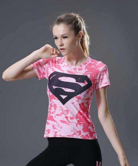Supergirl 'Pink Camouflage' Compression Short Sleeve Rash Guard-RashGuardStore