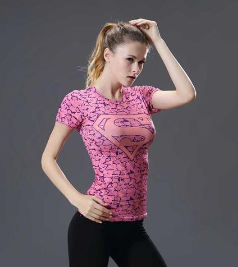 Supergirl 'Pink Onyx' Compression Short Sleeve Rash Guard-RashGuardStore