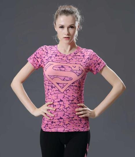 Supergirl 'Pink Onyx' Compression Short Sleeve Rash Guard-RashGuardStore