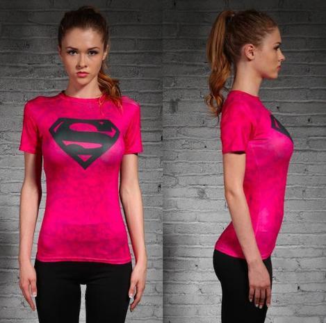Supergirl 'Solid Pink' Compression Short Sleeve Rash Guard-RashGuardStore