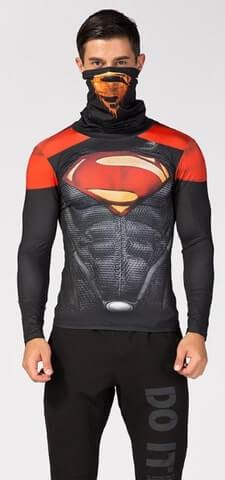 Superman "Dark" Long Sleeve Compression High Collar Rashguard-RashGuardStore