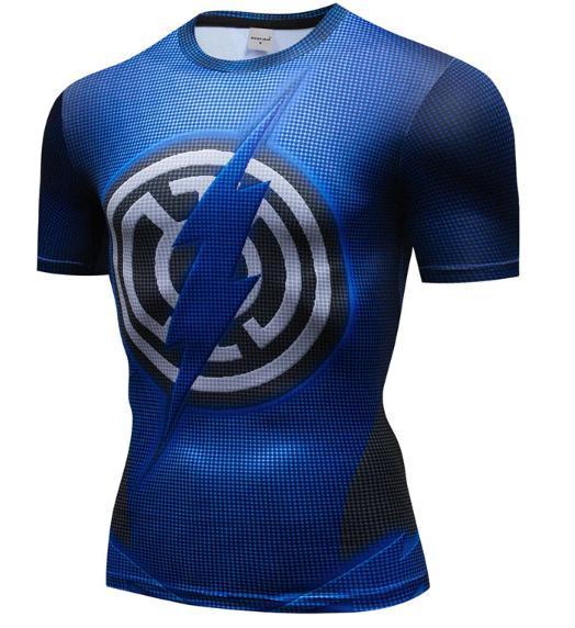 The Flash 'Blue Lantern' Premium Dri-Fit Short Sleeve Rashguard-RashGuardStore